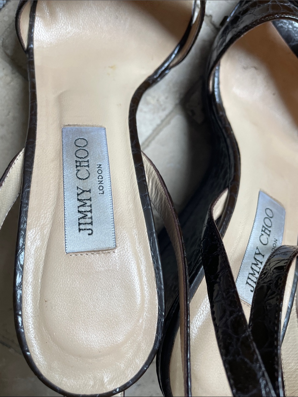 Jimmy Choo Brown Croc-Embossed Leather Platform Sandals Reinforced 42 - Picture 11 of 15